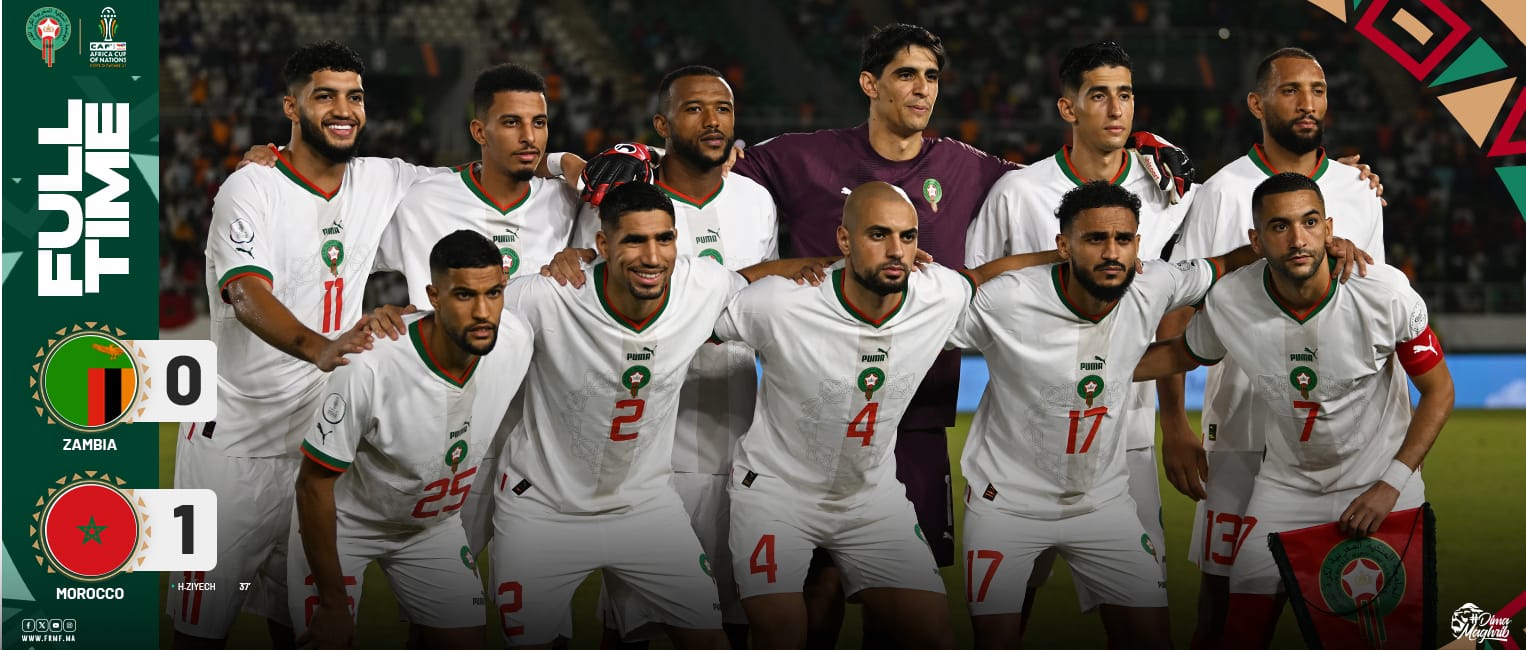 CAN-2023 (3è Journée): Le Maroc, vainqueur de la Zambie (1-0), termine leader du groupe F